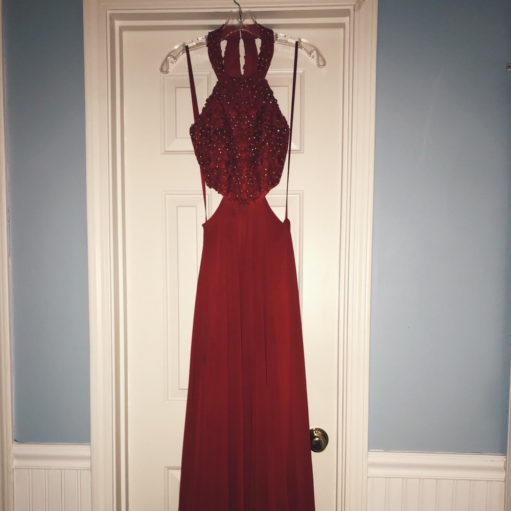 Betsy & Adam Red Sequin Dress size 2. Perfect for Holiday parties!